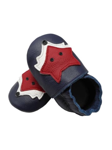 Yalion Leder-Krabbelschuhe "Fuchs" in Dunkelblau