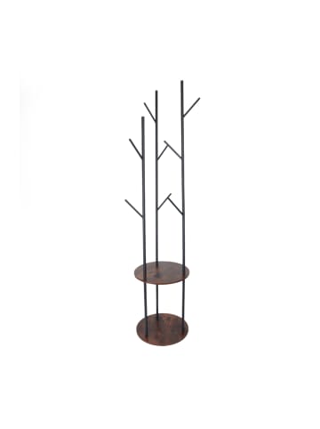 relaxdays Garderobenständer in Schwarz/ Dunkelbraun - (B)40 x (H)175 cm