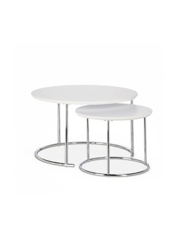 relaxdays 2x Beistelltisch in Weiß - (H)60 x Ø 60 cm