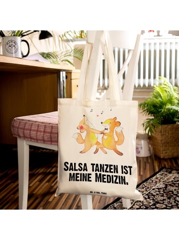 Mr. & Mrs. Panda Tote Bag Füchse Salsa tanzen mit Spruch in Creme