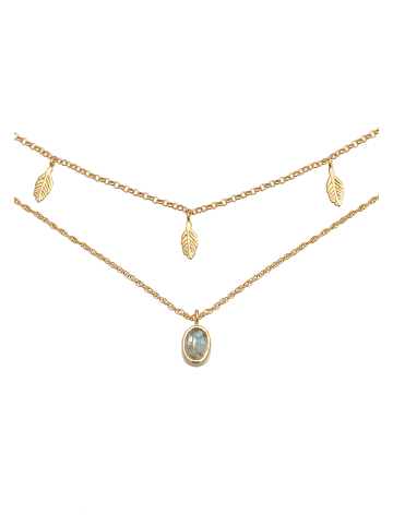 Elli Halskette 925 Sterling Silber Boho, Feder in Gold