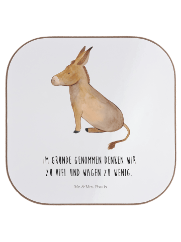 Mr. & Mrs. Panda Untersetzer Esel mit Spruch in Weiß