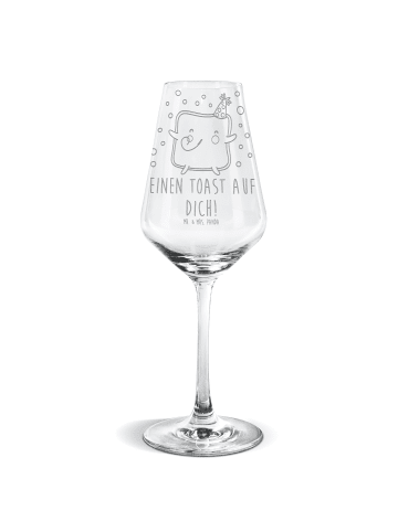 Mr. & Mrs. Panda Weißweinglas Toast Party mit Spruch in Transparent