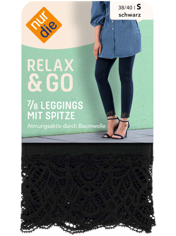 Nur Die  7/8-Leggings Relax & Go mit Spitze in Schwarz