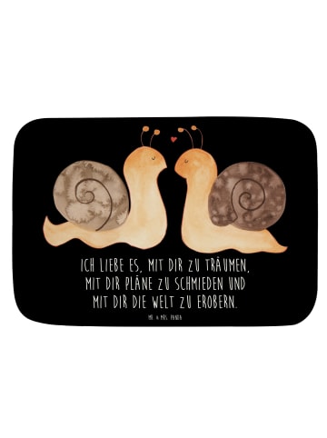 Mr. & Mrs. Panda Badematte Schnecken Liebe mit Spruch in Schwarz
