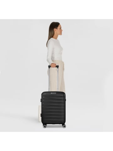 Franky London 4 Rollen Kabinentrolley S 55 cm mit Dehnfalte black