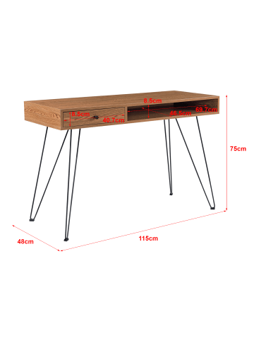 en.casa Konsolentisch Munkfors in Braun Schwarz (H)75cm (B)115cm (T)48cm