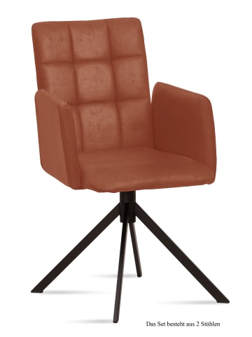 58 aufm Kessel ARMLEHNSTUHL (2er-Set) Drusi 52x91x60 Schwarz/Cognac