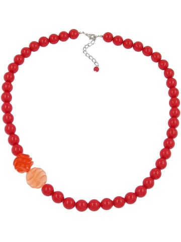 Gallay Kette 12mm Perlen Kunststoff rot mit Spiralperlen 60cm in rot