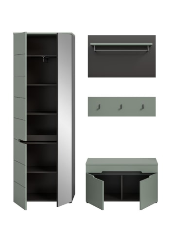 ebuy24 Garderobenmöbel Canu (3-teilig) Staubgrün 160 x 37 cm