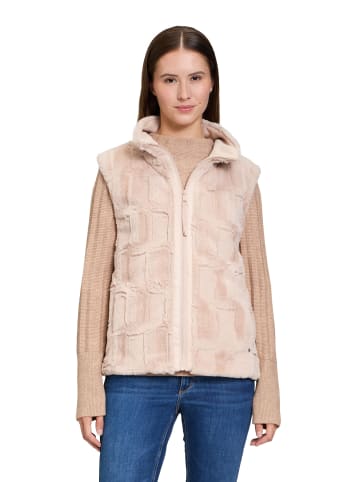 BETTY & CO Kunstfell-Weste mit Stehkragen in Beige