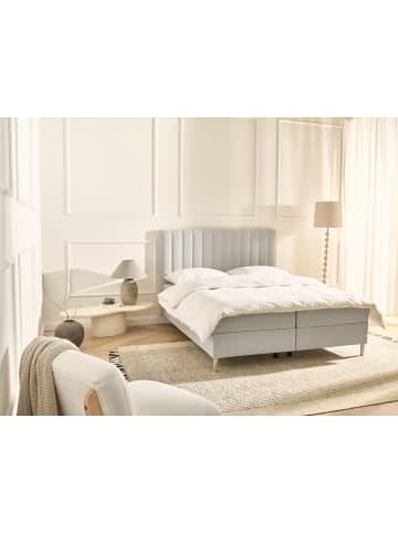 Beliani Boxspring Bett OFFICER in Weiß/Braun - (W) 165 x (H) 123 x (L) 211 cm
