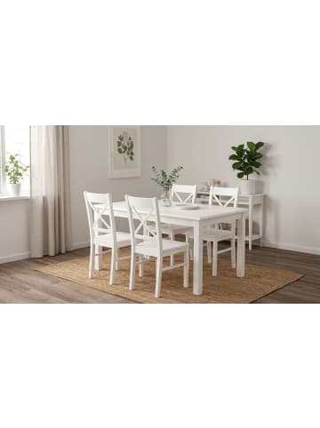 Feldmann-Wohnen ESSZIMMER-SET Belluno Elegante 5-tlg Kiefer Weiß 150-197 / 93 / 75cm