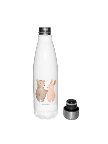 Mr. & Mrs. Panda Thermosflasche Bär und Hase Umarmen ohne Spruch in Weiß