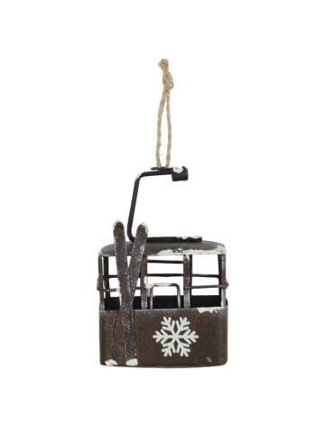 Chic Antique Vintage Deko SKILIFT Antik Braun mit Schneeflocke 11x7 cm