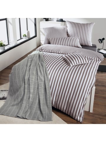 Erwin Müller Mako-Satin Wendebettwäsche in silber-weiß