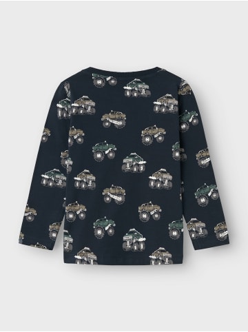 name it 2er-SET Langarmshirt mit Fahrzeug-Motiven All-Over-Print in Blau