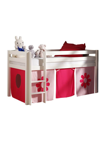 58 aufm Kessel KINDERBETT Karolina 210x114x106 Massivholz Weiß Textilset Flower