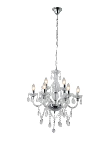 SalesFever Kronleuchter modern 9-flammig Metallgestell und Acryl-Glas-Behang in Transparent