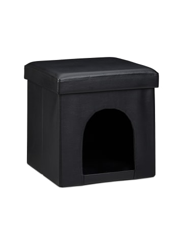 relaxdays Hundebox Sitzhocker in Schwarz - (B)38 x (H)38 x (T)38 cm