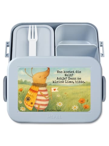 Mr. & Mrs. Panda Lunch Box Nachtfalter Fähnchen Design mit Spruch in Blau Pastell
