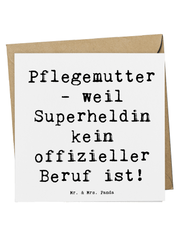 Mr. & Mrs. Panda Deluxe Karte Pflegemutter Superheldin mit Spruch in Weiß