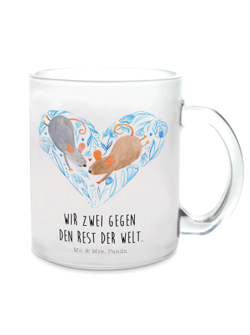 Mr. & Mrs. Panda Kaffeebecher Mäuse Herz mit Spruch in Transparent