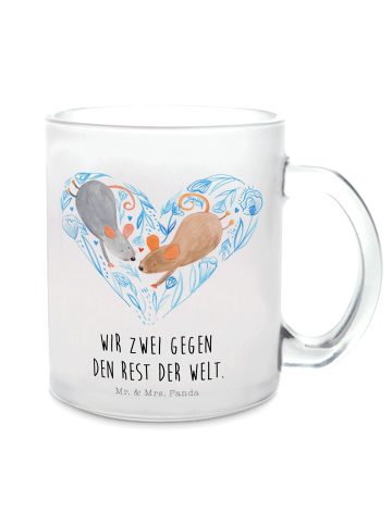 Mr. & Mrs. Panda Teetasse Mäuse Herz mit Spruch in Transparent