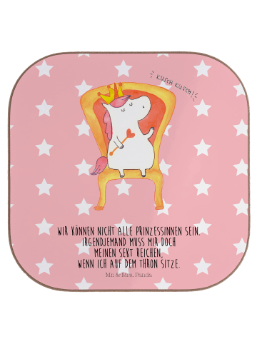 Mr. & Mrs. Panda Bierdeckel Einhorn König mit Spruch in Rot Pastell