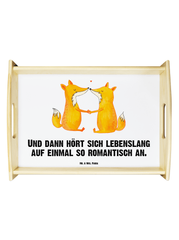 Mr. & Mrs. Panda Serviertablett Füchse Liebe mit Spruch in Weiß