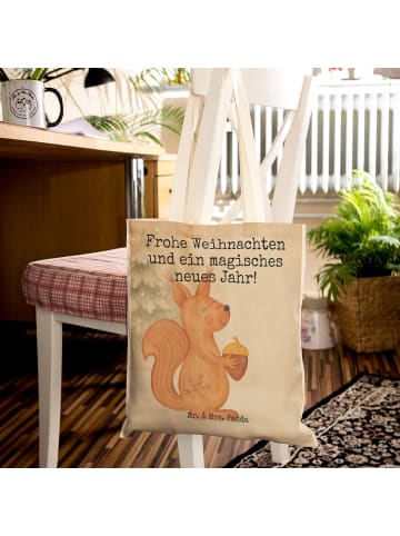 Mr. & Mrs. Panda Tasche Eichhörnchen Weihnachten Design mit Spruch in Weiß