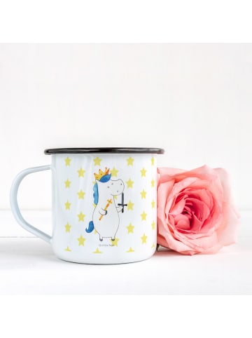 Mr. & Mrs. Panda XL Emaille Tasse Einhorn König mit Schwert ohne... in Weiß