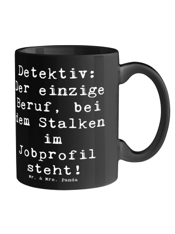 Mr. & Mrs. Panda Teetasse Spruch Detektiv Beruf mit Spruch in Schwarz