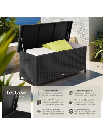tectake Aluminium Auflagenbox mit Rattangeflecht, 121 x 56 x 60 cm