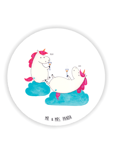Mr. & Mrs. Panda Rund Magnet Einhorn Sekt ohne Spruch in Weiß