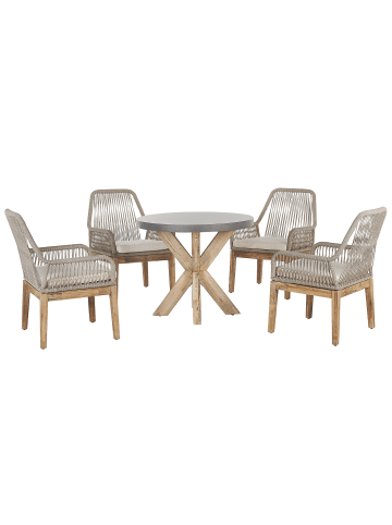Beliani 5-tlg Gartentisch Set OLBIA in Grau/Beige/Heller Holzfarbton