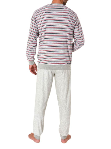 NORMANN langarm Frottee Schlafanzug Pyjama Bündchen - 82254 in grau