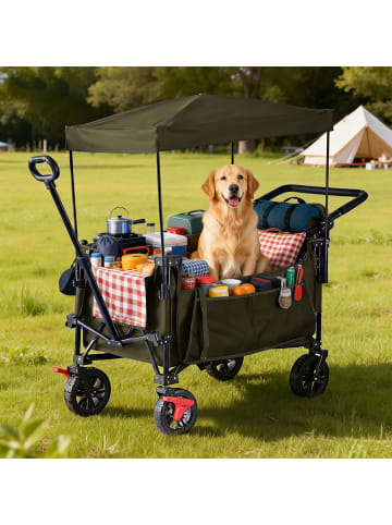 relaxdays Bollerwagen in Grün - (B)54 x (H)131 x (T)97 cm