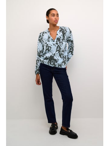 Kaffe Langarm-Bluse KAditte in Grey/Blue Graphic Cloud