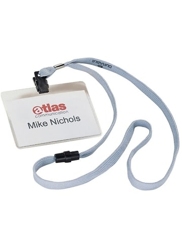 Durable Namensschilder mit Textilband 10 rot 90x60mm Packung mit 10 Stück