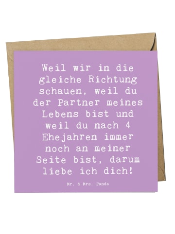 Mr. & Mrs. Panda Grußkarte Spruch 4. Hochzeitstag Seidenhochzeit... in Lavendeltraum