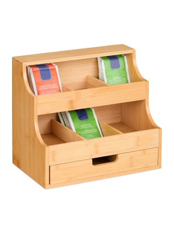 relaxdays Tee-Organizer in Natur - (B)27 x (H)24 x (T)17 cm