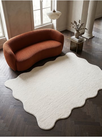 KADIMA DESIGN Teppich Hochflor Uni rutschhemmend weich wohnlich Wohnzimmer in Creme