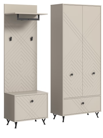 xonox.home Garderobenkombination  (B/H/T: 195x190x35 cm) in sandbeige