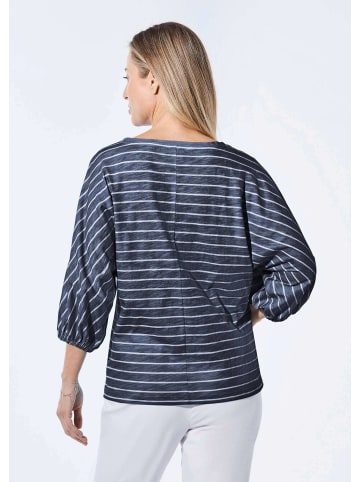GOLDNER Shirt aus Flammengarn im Ringel-Look in marine / weiß / geringelt