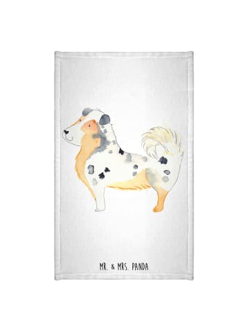 Mr. & Mrs. Panda Baumwollhandtuch Hund Australien Shepherd ohne ... in Weiß
