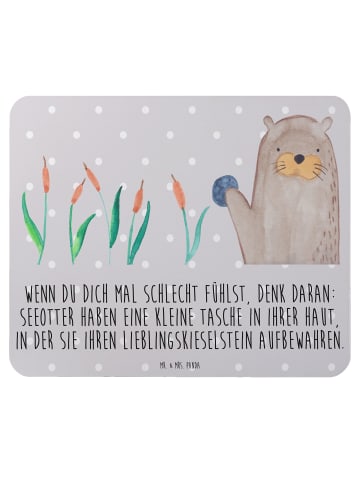 Mr. & Mrs. Panda Mauspad Otter Stein mit Spruch in Grau Pastell