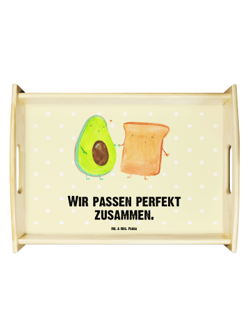 Mr. & Mrs. Panda Servierbrett Avocado Toast mit Spruch in Gelb Pastell