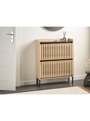 Beliani Schuhschrank GYMPIE in Braun/Schwarz - (W) 80 x (H) 100 x (L) 25 cm