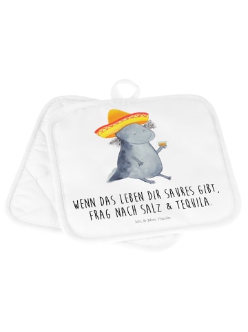 Mr. & Mrs. Panda 2er Set Topflappen  Axolotl Tequila mit Spruch in Weiß